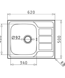 Νεροχύτης Athena 1B 1D Λείος 62x50cm Pyramis