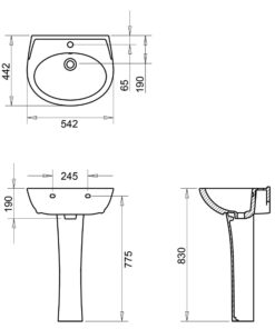 Νιπτήρας με Κολώνα 60x50