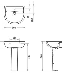 Νιπτήρας με Κολώνα 60x50